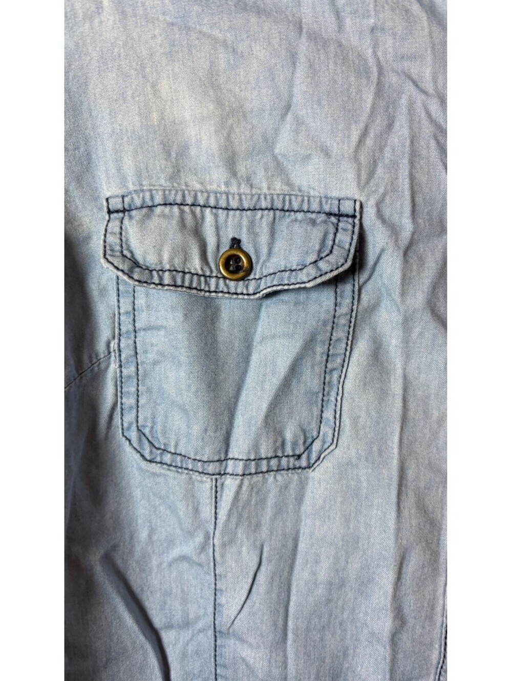 Cato XL Light Blue Denim Shirt Dress with Lace Detail - Picture 2 of 7